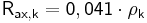  \mathsf {R_{ax,k} = 0,041 \cdot \rho_{k} } 