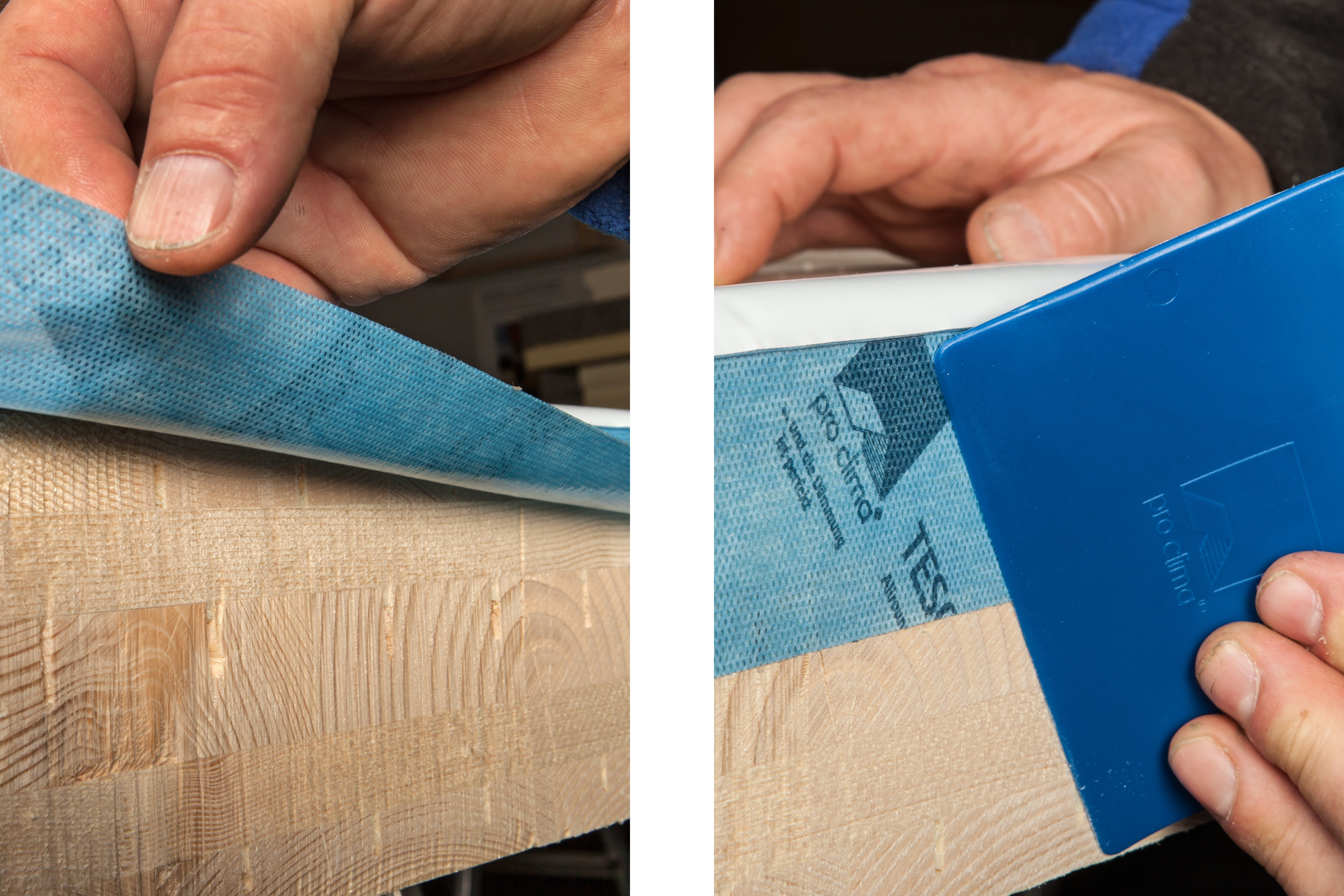 Verkleben an der Wandseite