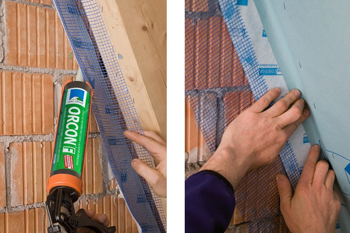 CONTEGA PV zunächst auf Wand verkleben