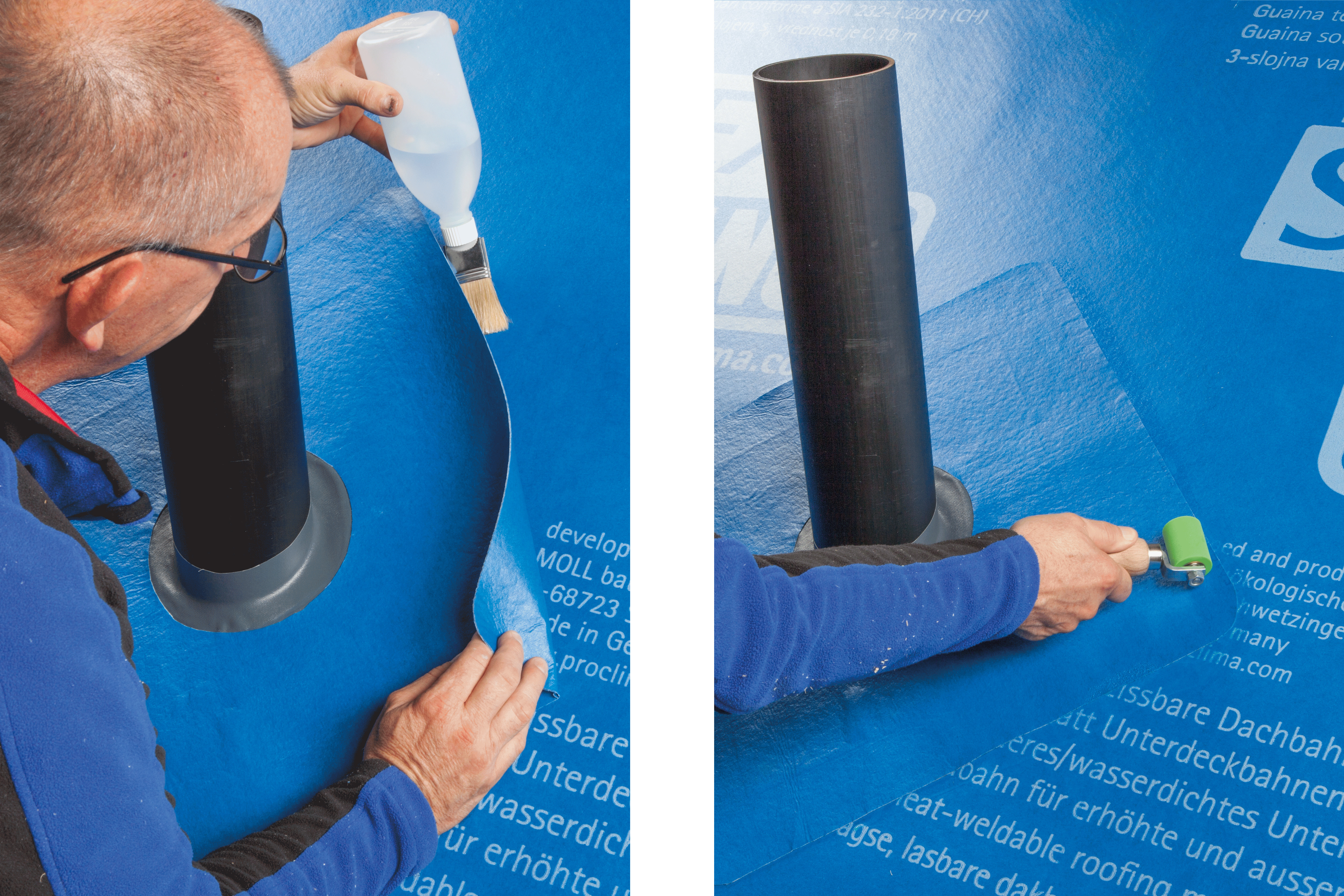 Manschette mit Bahn verschweißen